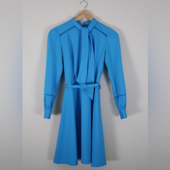 Vintage 70’s Dress with Matching Belt and Attached Neck Tie - Picture 1 of 4